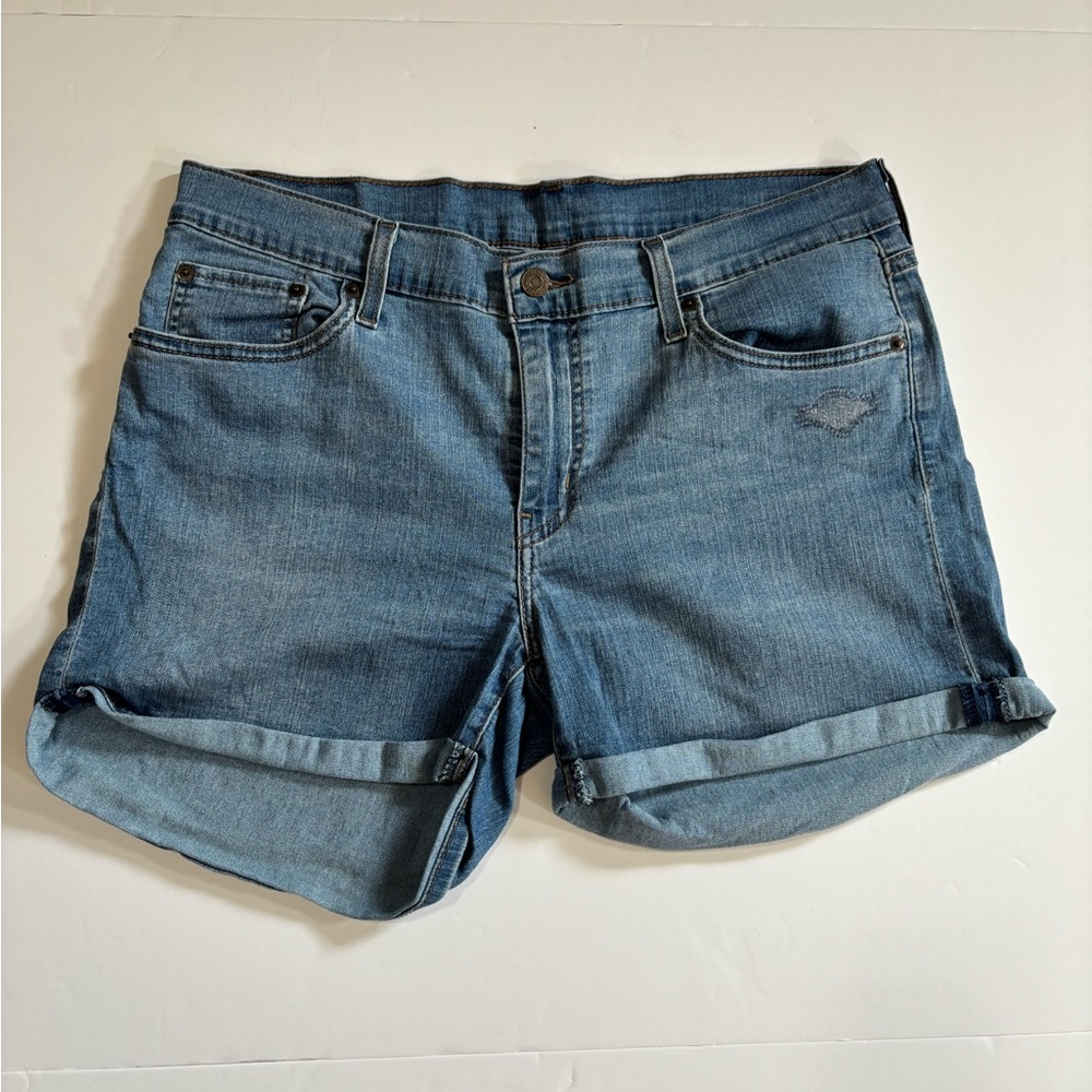 Levi's Blue Jean Shorts with Cuffed Hem and Relaxed Fit